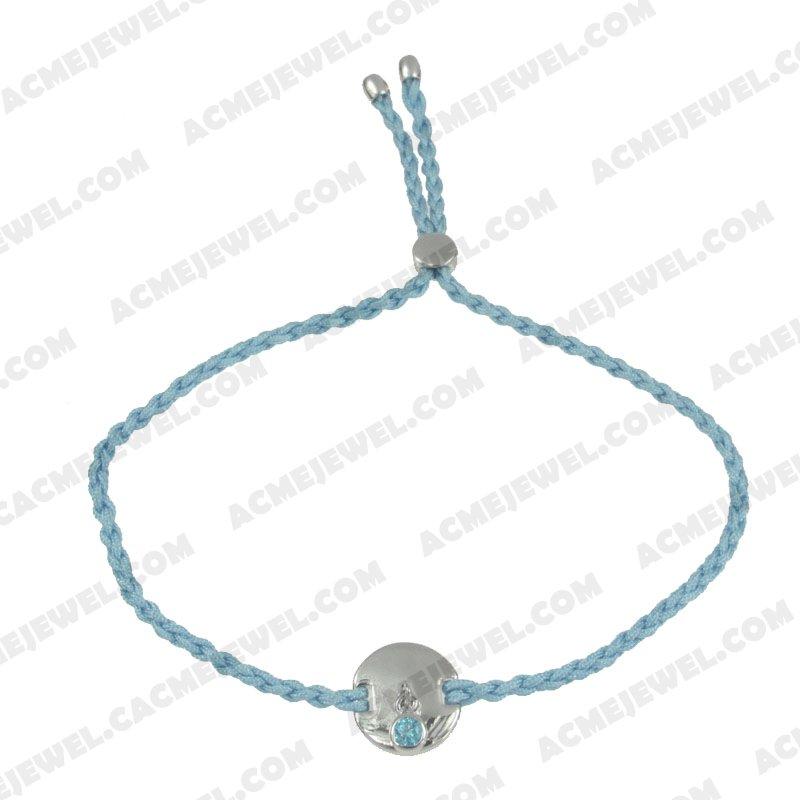 Bracelets & Bangles Cord with 925 sterling silver  Rhodium 